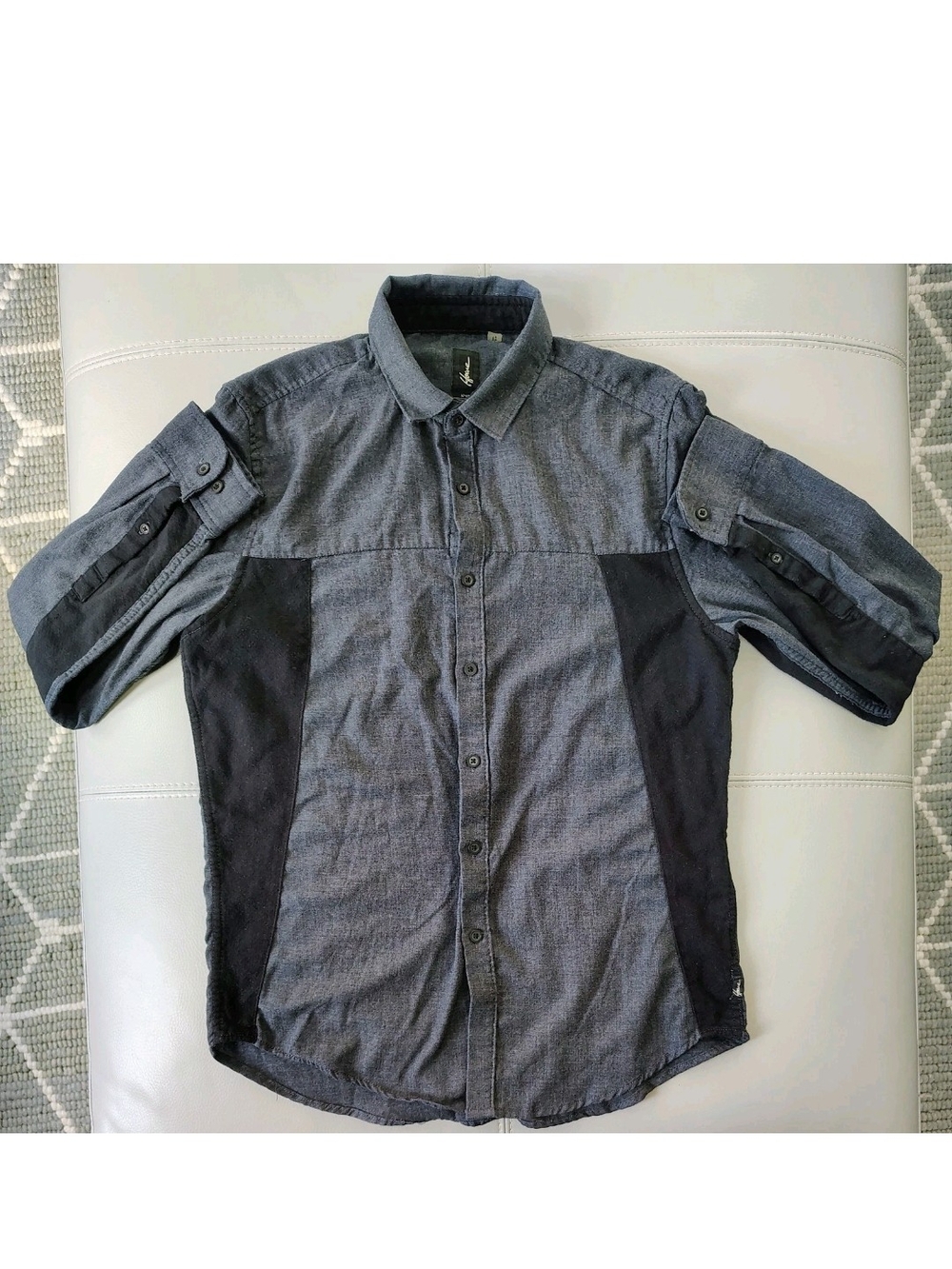 Howe Men's Grey and Black Two-Tone Button-Down Shirt